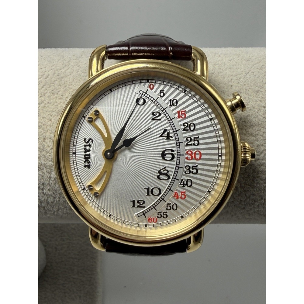Stauer Retrograde 55091 New Battery Mens Watch 43MM 8.5" Leather Band